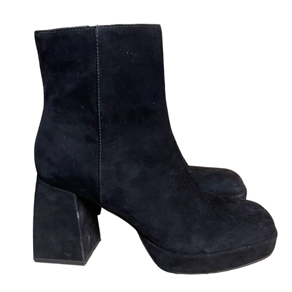 Dolce Vita Ulysses Square Toe Platform Boots Chunky Heel Black Size 7.5 - Picture 2 of 8